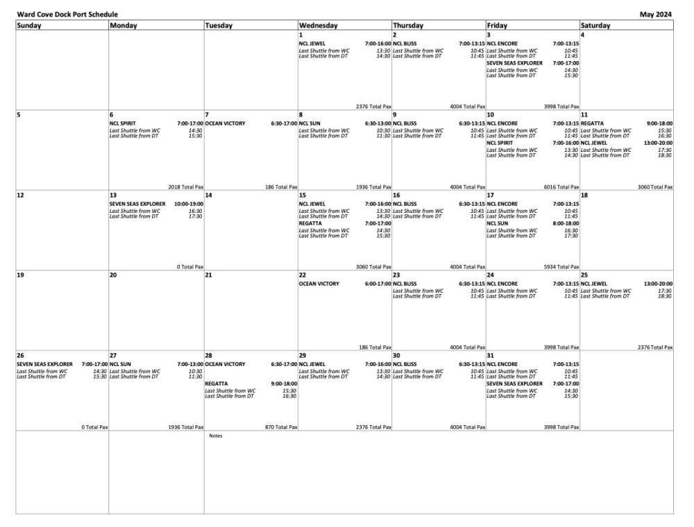 Schedules The Mill At Ward Cove   May 2024 1000x760 